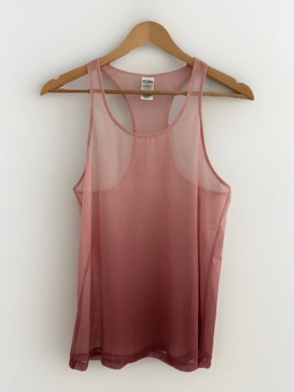 Victoria Secret Sport Sheer Pink Ombré Mesh Racerback Tank XS